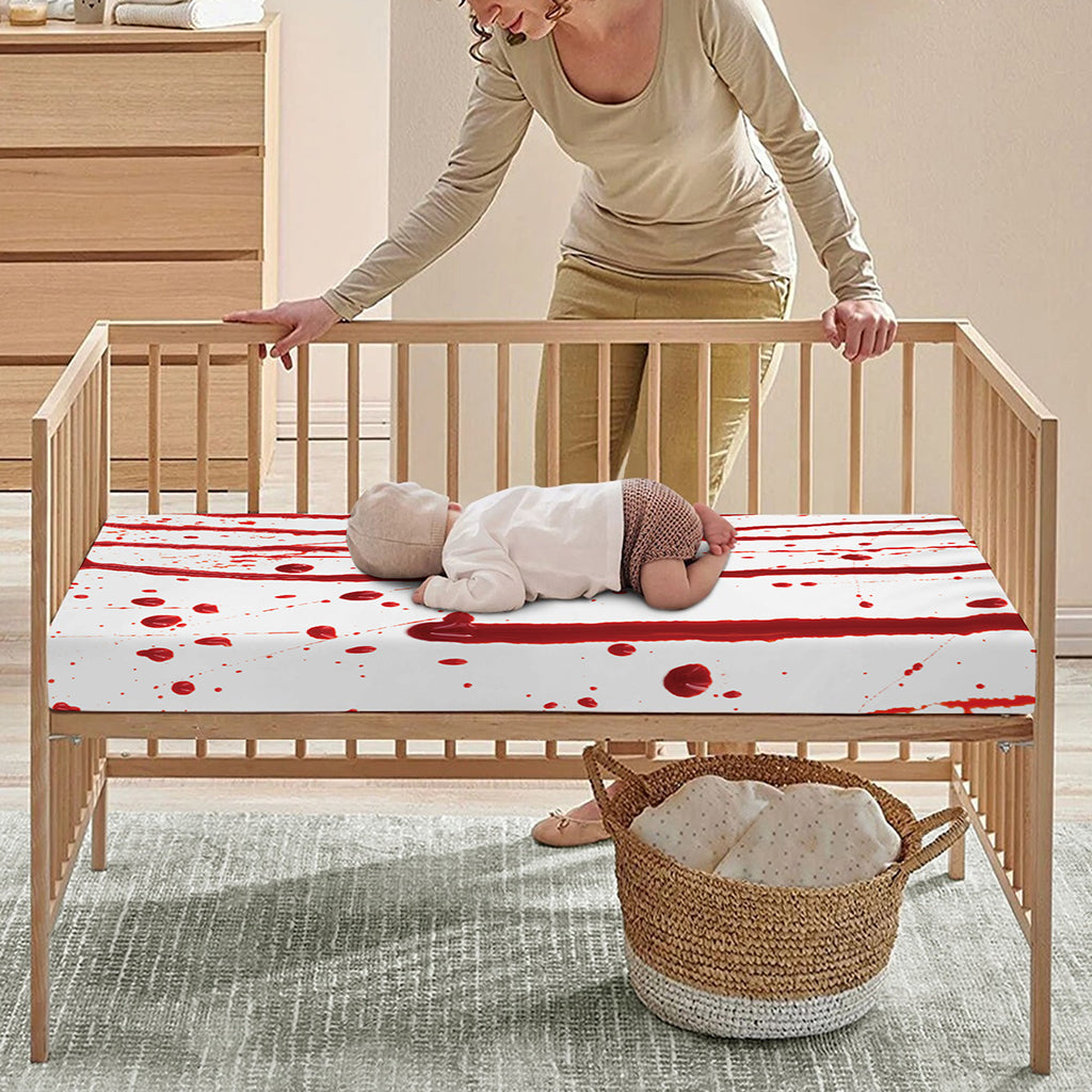 Flowing Red Blood Print Baby Crib Sheet