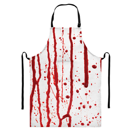 Flowing Red Blood Print Bib Apron With Pocket