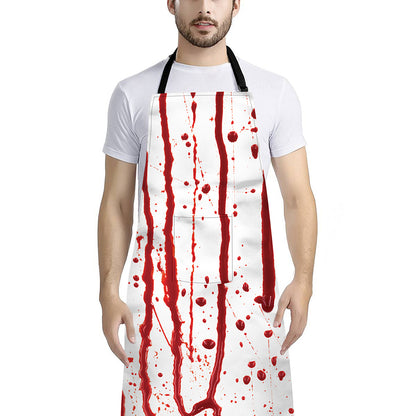 Flowing Red Blood Print Bib Apron With Pocket