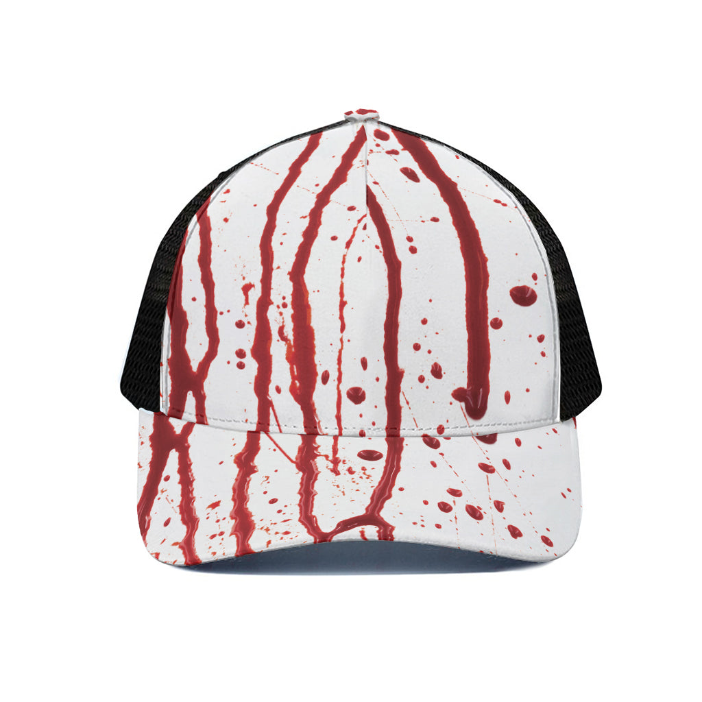 Flowing Red Blood Print Black Mesh Trucker Cap