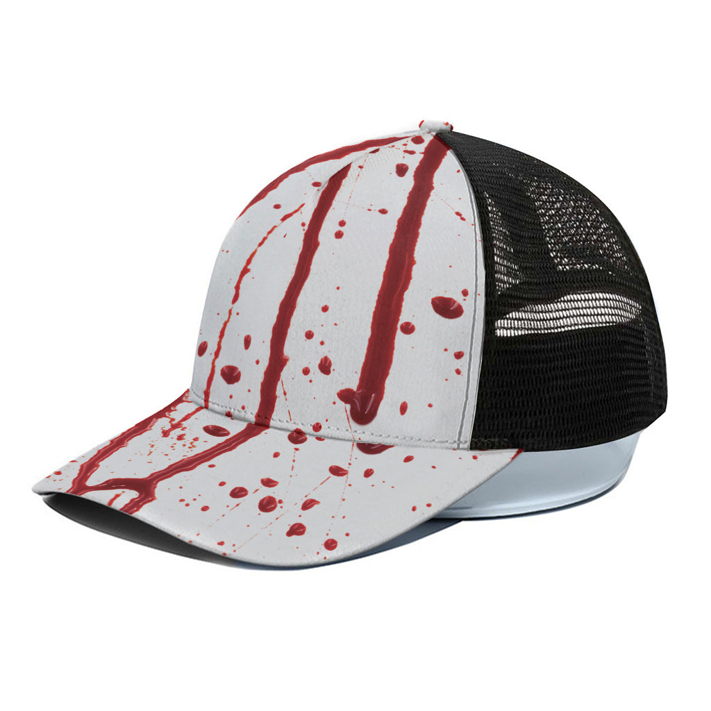 Flowing Red Blood Print Black Mesh Trucker Cap