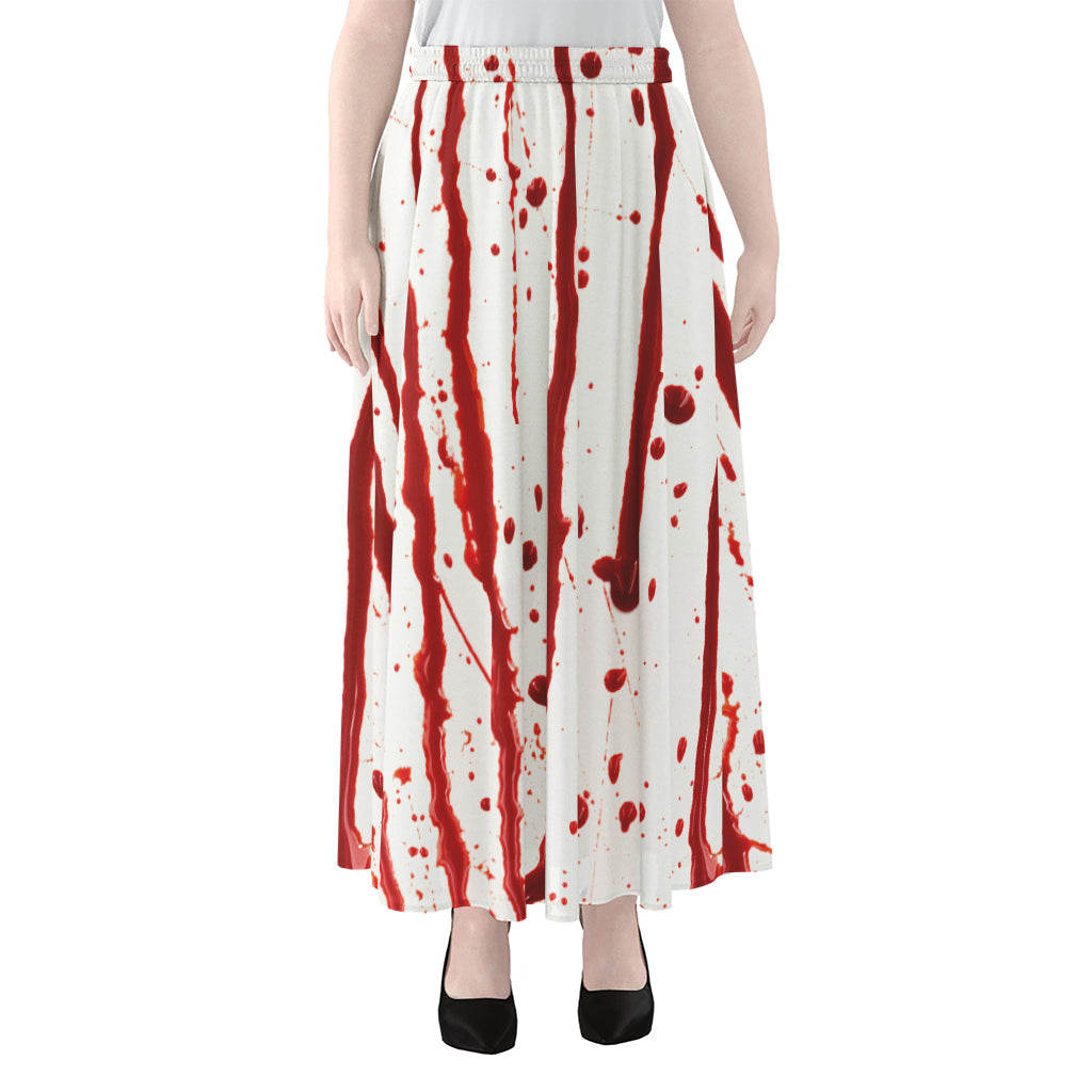 Flowing Red Blood Print Chiffon Maxi Skirt