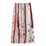 Flowing Red Blood Print Cotton Front Slit Maxi Skirt