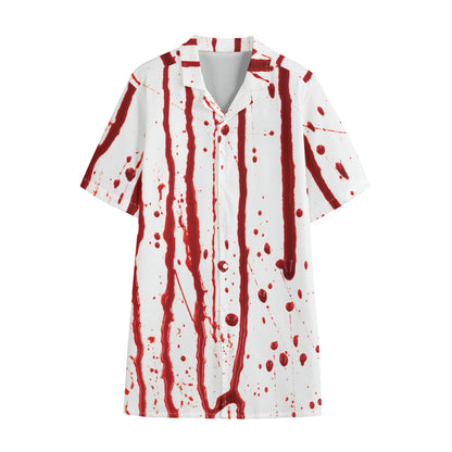 Flowing Red Blood Print Cotton Hawaiian Shirt