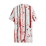 Flowing Red Blood Print Cotton Hawaiian Shirt