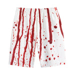 Flowing Red Blood Print Cotton Shorts