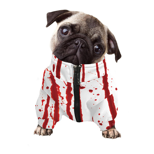 Flowing Red Blood Print Dog Zip Up Jacket