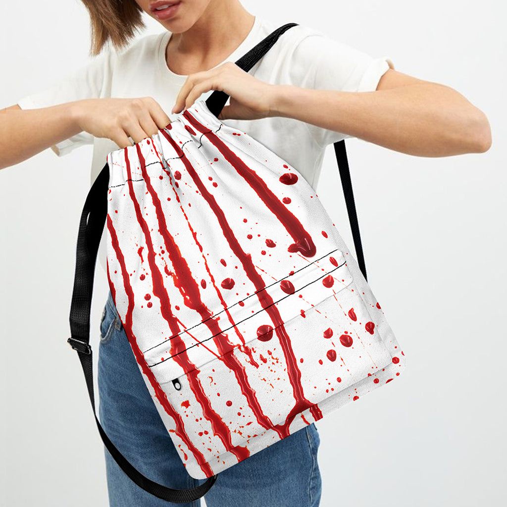 Flowing Red Blood Print Drawstring Backpack