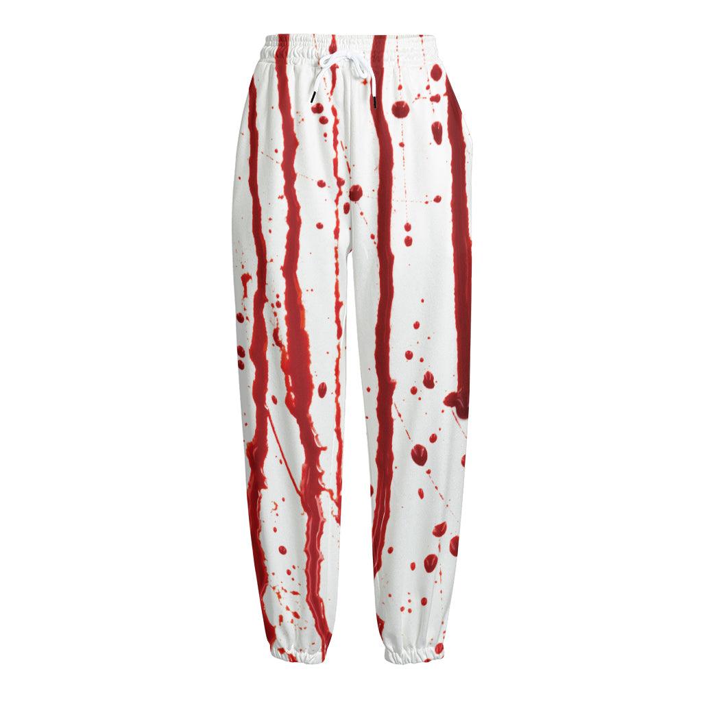 Flowing Red Blood Print Fleece Lined Knit Pants