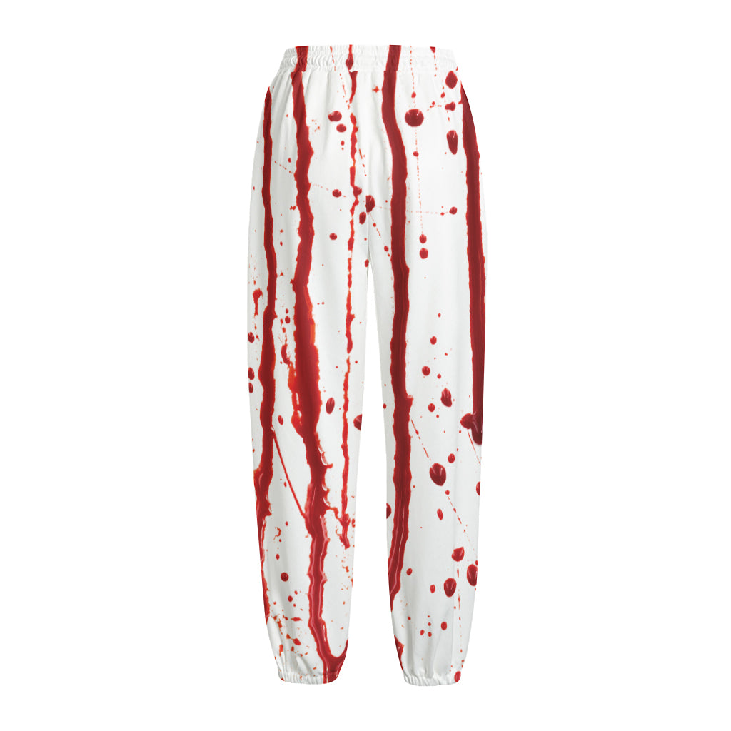 Flowing Red Blood Print Fleece Lined Knit Pants