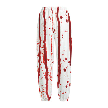 Flowing Red Blood Print Fleece Lined Knit Pants