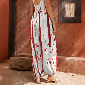 Flowing Red Blood Print Harem Pants