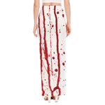 Flowing Red Blood Print High Slit Maxi Skirt