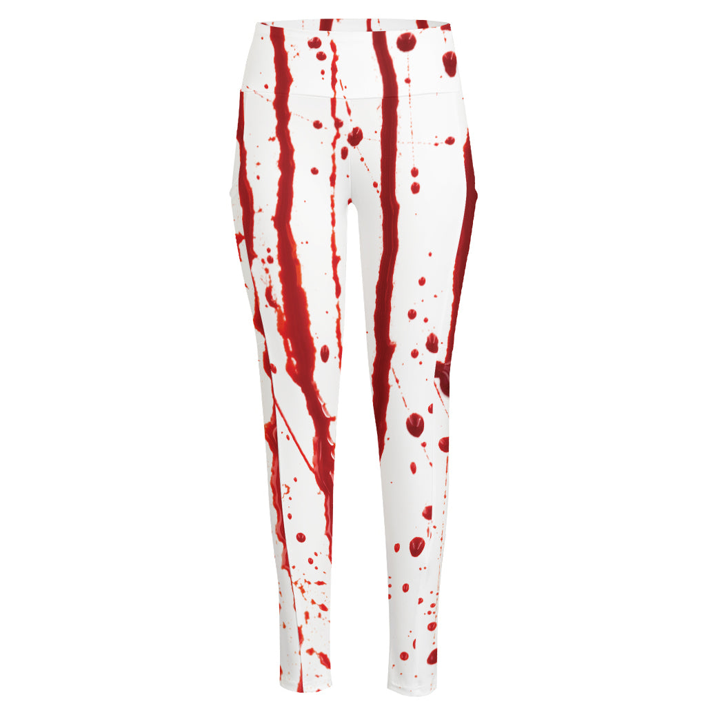 Flowing Red Blood Print High-Waisted Pocket Leggings