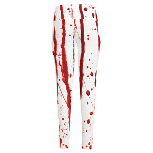 Flowing Red Blood Print High-Waisted Pocket Leggings