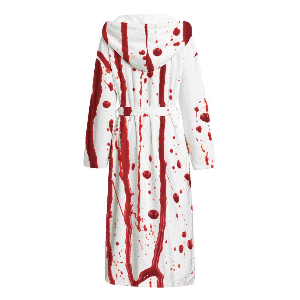 Flowing Red Blood Print Hooded Bathrobe