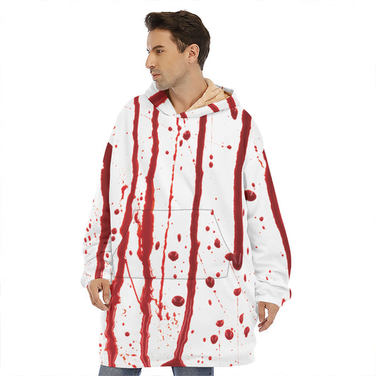 Flowing Red Blood Print Hoodie Blanket