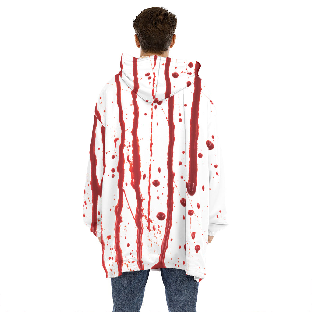 Flowing Red Blood Print Hoodie Blanket