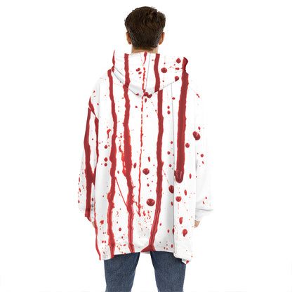 Flowing Red Blood Print Hoodie Blanket