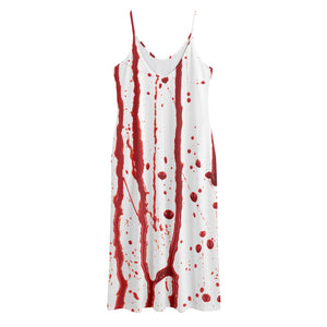 Flowing Red Blood Print Jersey Midi Cami Dress