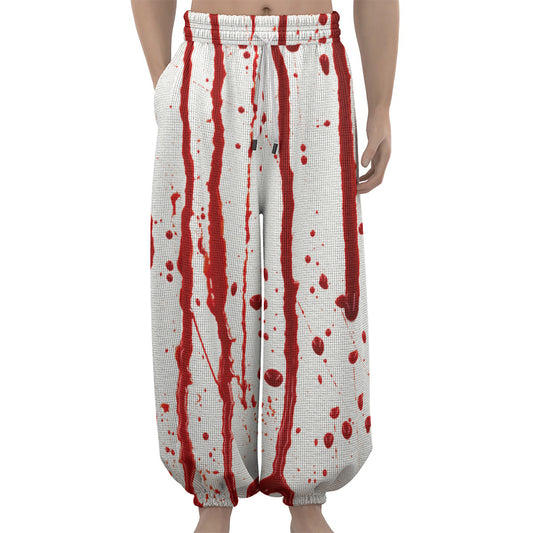 Flowing Red Blood Print Lantern Pants