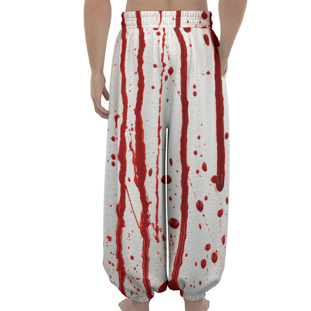 Flowing Red Blood Print Lantern Pants