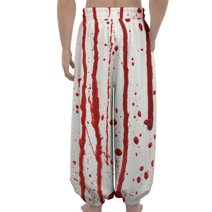 Flowing Red Blood Print Lantern Pants