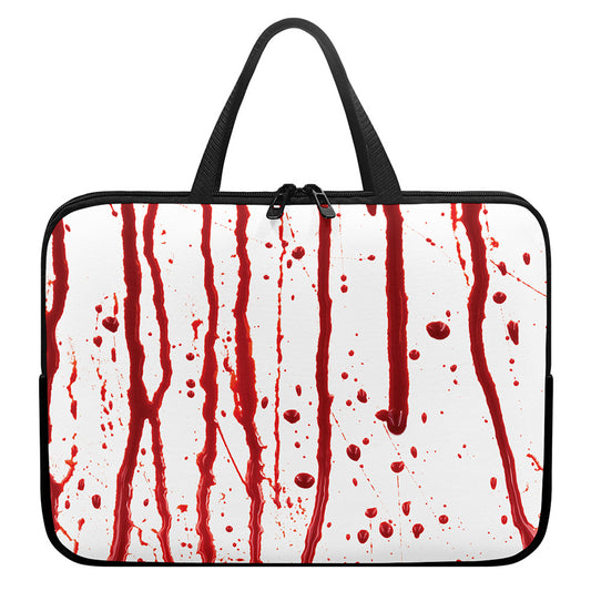 Flowing Red Blood Print Laptop Sleeve With Handle