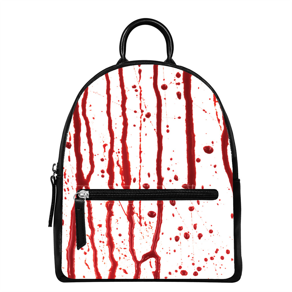 Flowing Red Blood Print Leather Backpack