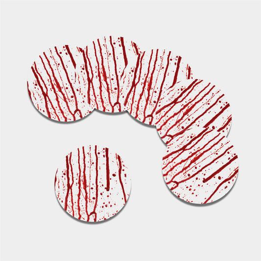 Flowing Red Blood Print Leather Coaster Set