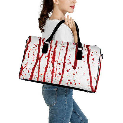 Flowing Red Blood Print Leather Duffle Bag