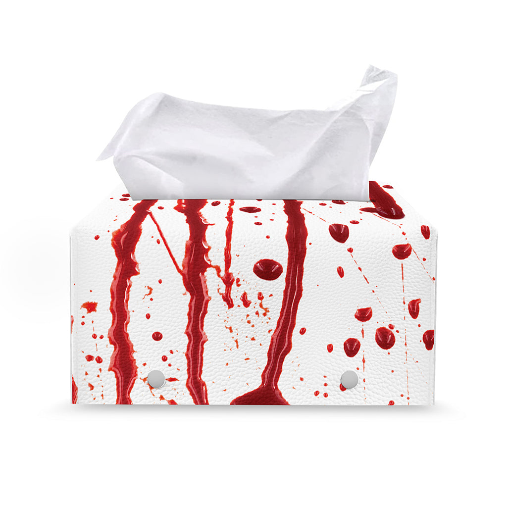 Flowing Red Blood Print Leather Tissue Box Cover