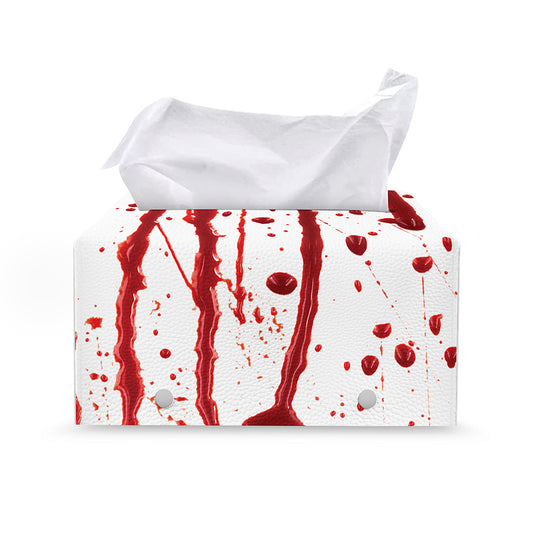 Flowing Red Blood Print Leather Tissue Box Cover