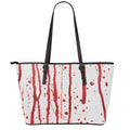 Flowing Red Blood Print Leather Tote Bag With Zipper