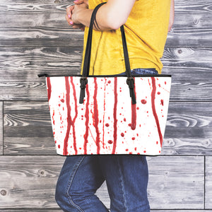 Flowing Red Blood Print Leather Tote Bag