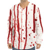 Flowing Red Blood Print Long Sleeve Baseball Jersey