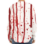 Flowing Red Blood Print Long Sleeve Baseball Jersey