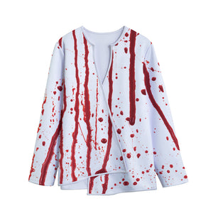 Flowing Red Blood Print Long Sleeve Short Coat