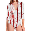 Flowing Red Blood Print Long Sleeve Swimsuit