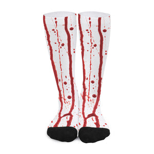 Flowing Red Blood Print Long Socks