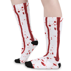 Flowing Red Blood Print Long Socks