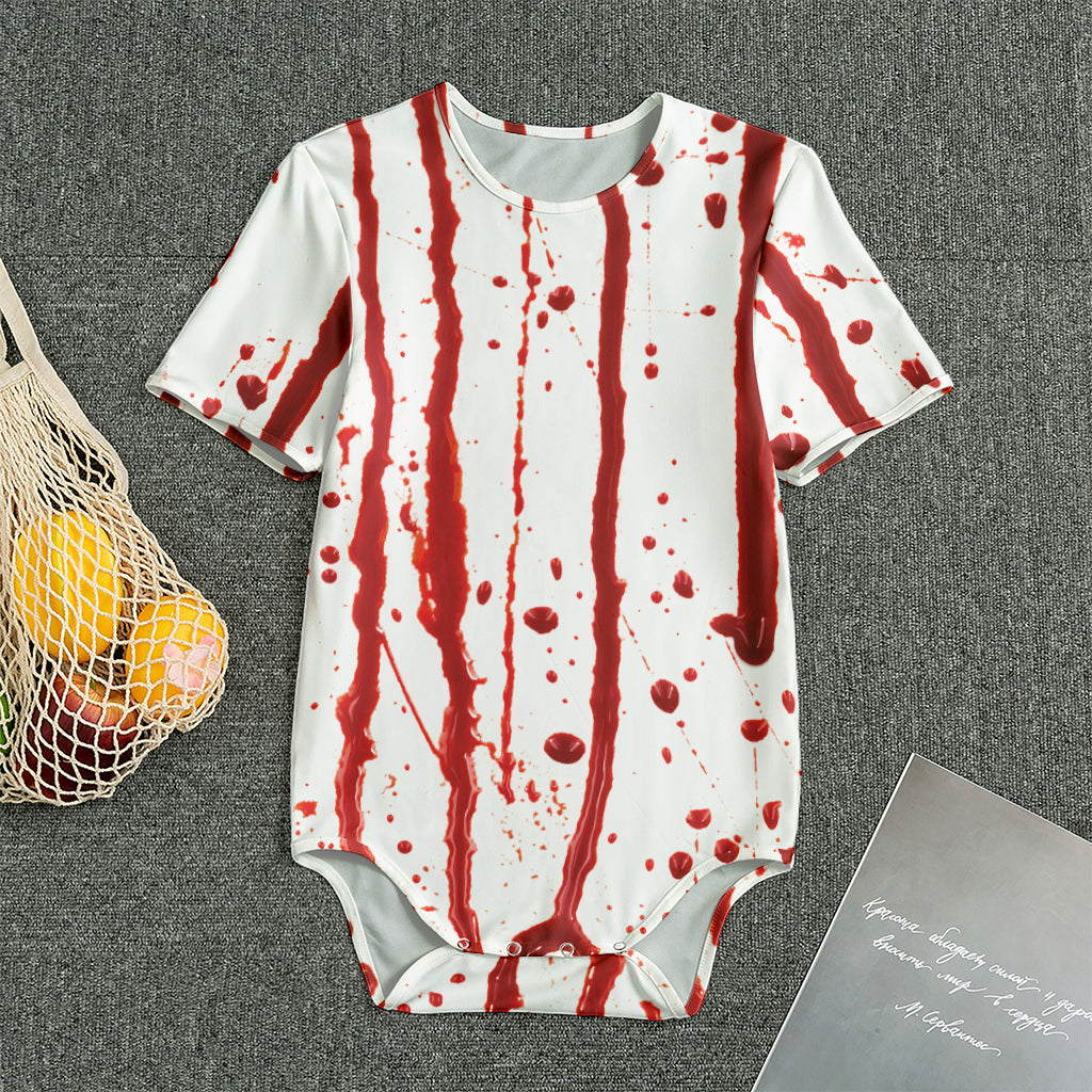 Flowing Red Blood Print Men's Bodysuit