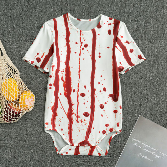 Flowing Red Blood Print Men's Bodysuit