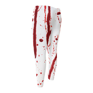 Flowing Red Blood Print Men's Compression Pants