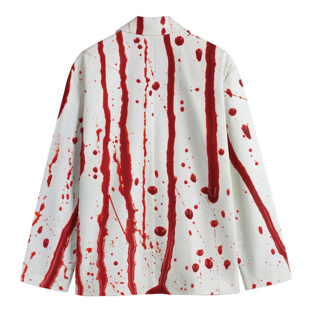 Flowing Red Blood Print Men's Cotton Blazer