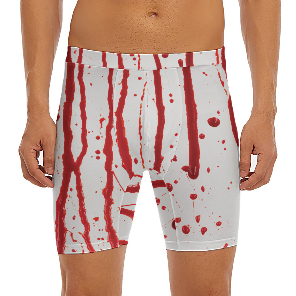Flowing Red Blood Print Men's Long Boxer Briefs