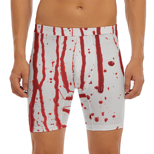 Flowing Red Blood Print Men's Long Boxer Briefs