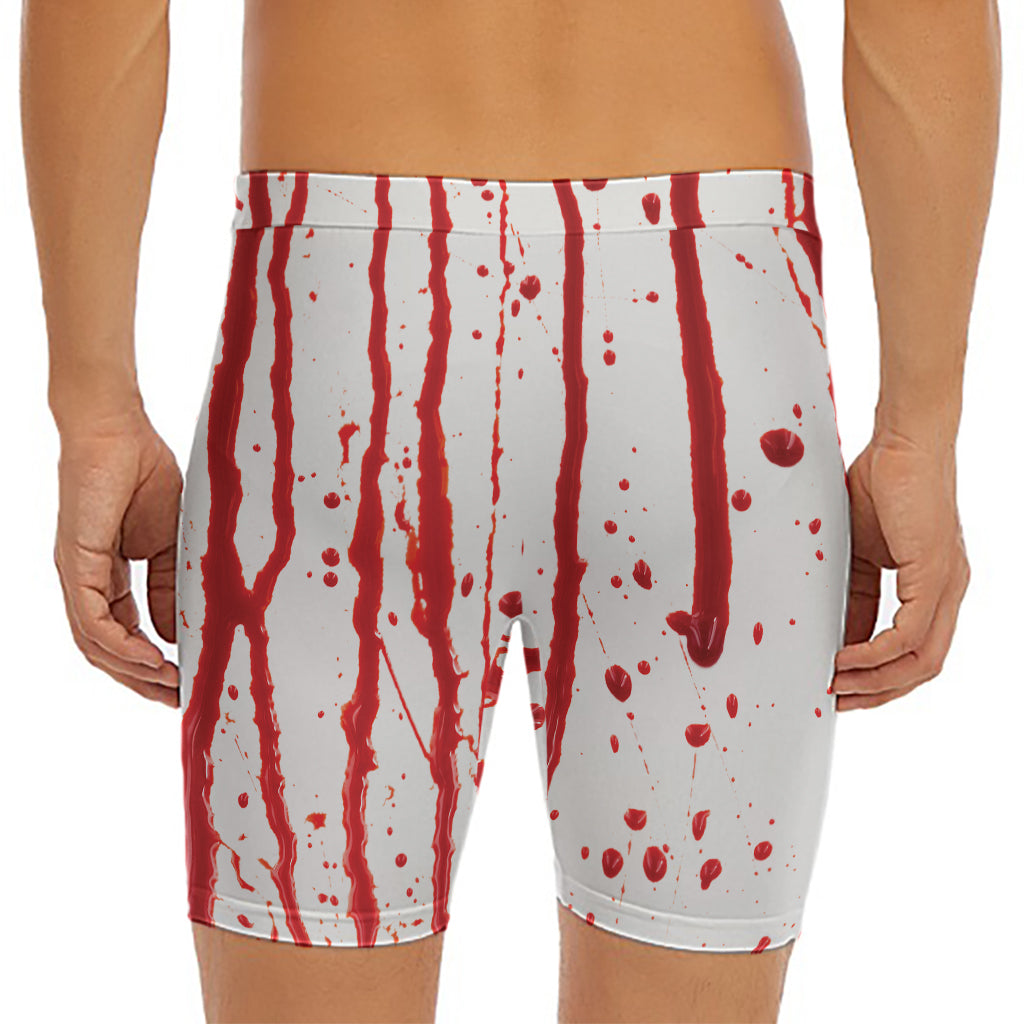 Flowing Red Blood Print Men's Long Boxer Briefs