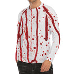 Flowing Red Blood Print Men's Long Sleeve Rash Guard