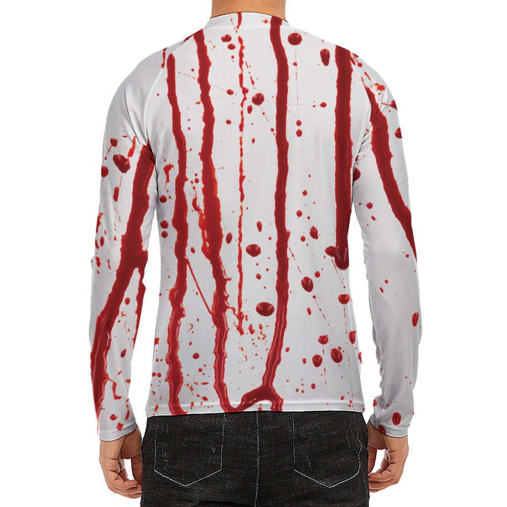 Flowing Red Blood Print Men's Long Sleeve Rash Guard
